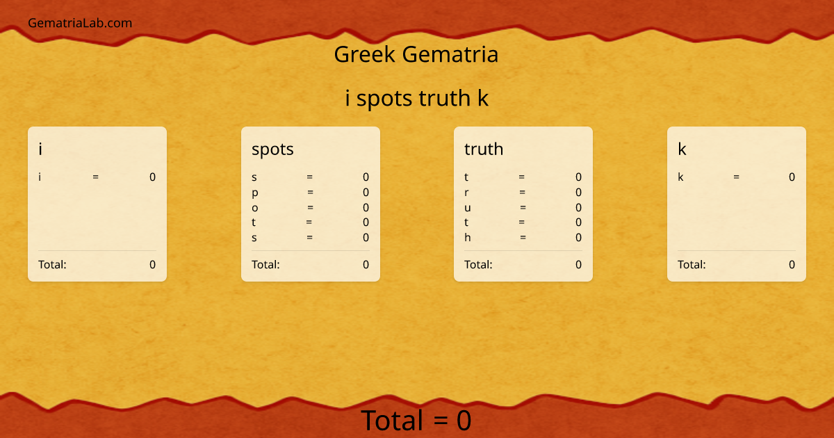 i spots truth k in greek Gematria